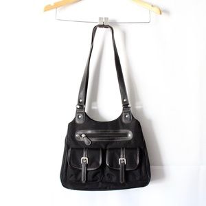 Canvas Shoulder Bag with Leather Wallet